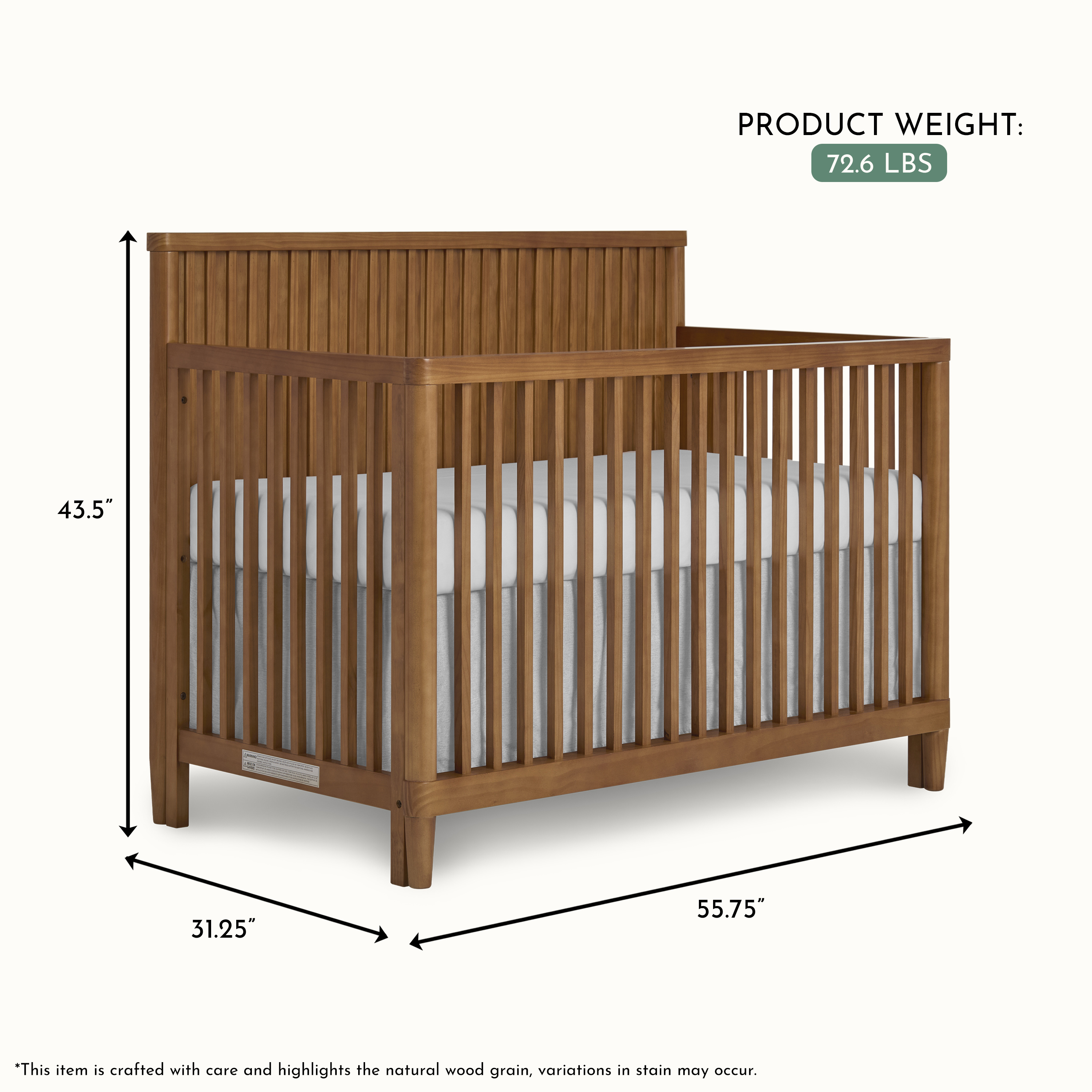 Evolur Flynn 5 in 1 Convertible Crib, Sedona