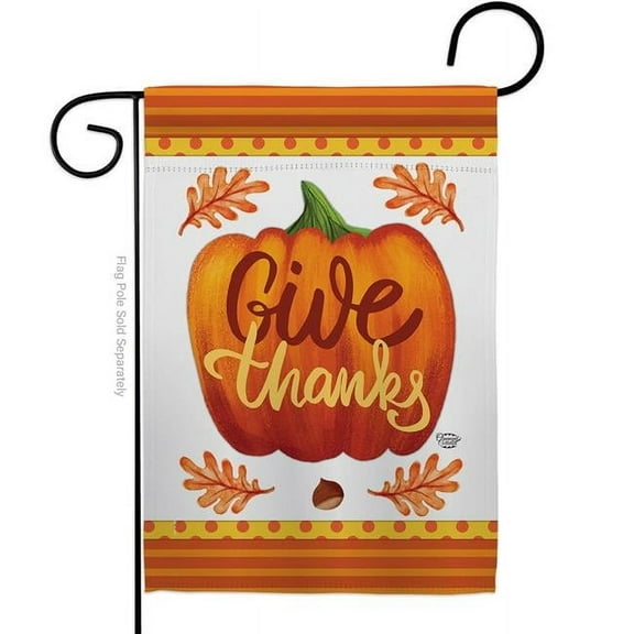 Ornament Collection G192139-BO 13 x 18.5 in. Pumpkin Give Thanks Garden Flag with Fall Thanksgiving Double-Sided Decorative Vertical Flags House Decoration Banner Yard Gift