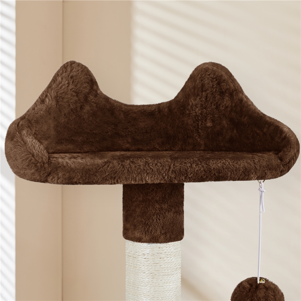Yaheetech 53.6'' H Multilevel Cat Tree with Ladder, Condo, and Basket, Brown