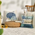 thumbnail image 5 of Summer Ocean Sea Shell Throw Pillow Covers, 17.7x17.7 Inch Love Lives Here Coastal Cushion Cases with Conch Starfish Coral Design for Holiday Seasonal Decor, 5 of 7