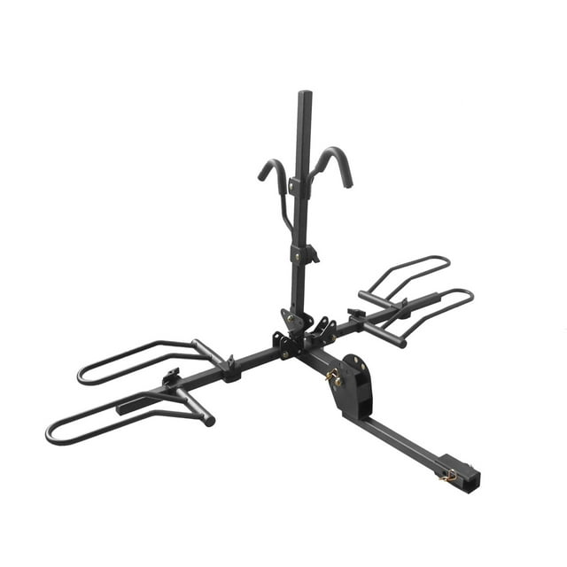 Stromberg Carlson Bike Rack BC-202 2 Inch Receiver Hitch Mount; Holds 2 Bikes; Up To 80 Pound Weight Capacity; Bike Wheel Rests In Loop; Foldable; Black; Steel