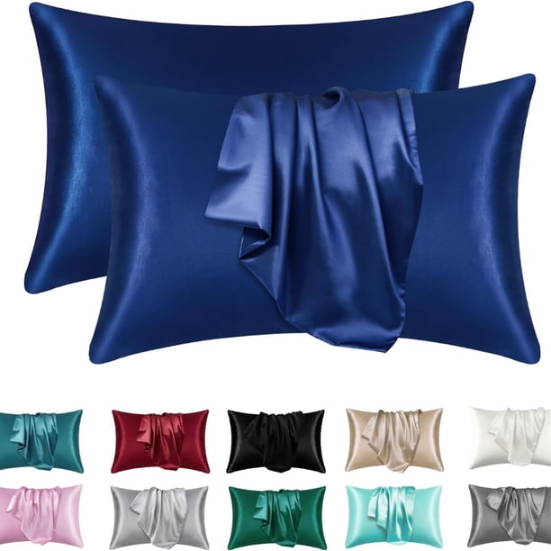 Funda de almohada de seda satinada para cabello y piel, fundas de almohada de color Coral, juego de funda de almohada súper suave de tamaño estándar, 2 uds.
