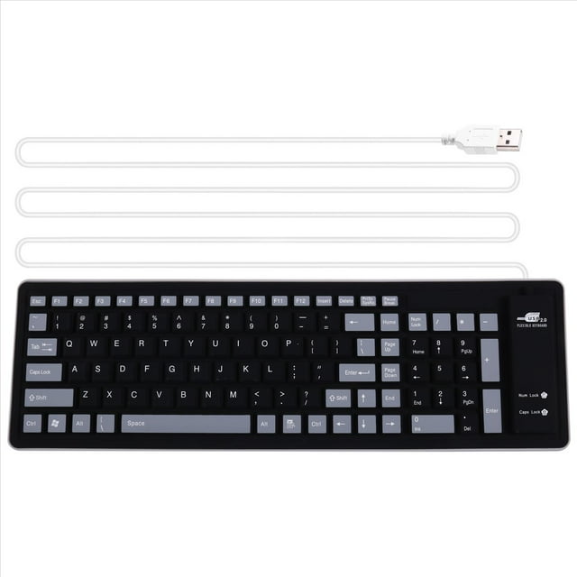 Teclado de Silicona Portátil, Silencioso y Plegable, USB, Flexible, Suave, Impermeable, Enrollable, para PC y Portátil.