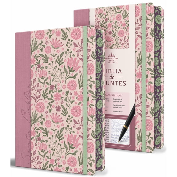 Biblia de Apuntes RVR 1960. Tapa Dura, Rosada con Flores / Spanish Journalling Bible RVR 1960 Hardcover Pink with Flowers (Hardcover)