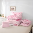 thumbnail image 6 of Manfei Watercolor Pink Bowknot 7 Pieces Bedding Comforter Set For Kids,3D Letter E Initial Monogram Print Full Bedding Set,Pink Reversible, 6 of 7