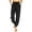 Black, variant on Fesfesfes Women Pant Casual Solid Cotton Linen Drawstring Elastic Waist Calf-Length Pants Sale Items