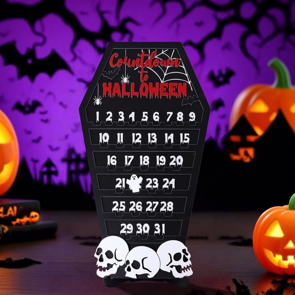 SUYOLL Countdown Halloween Coffin Calendar Halloween Coffin Ornament DIY Halloween Countdown Calendar Doodle Calendar Decorations