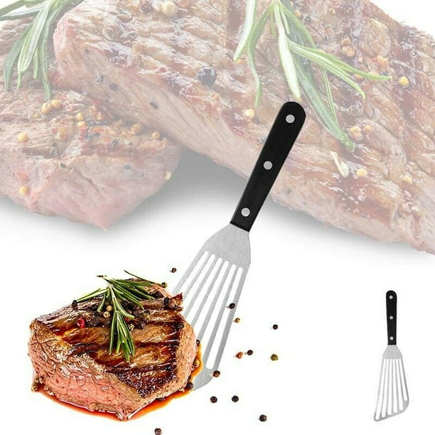 Xihbxyly Espátula Multiusos de Acero Inoxidable para Carne, Espátula para Pescado, Mango Antideslizante, Superficie Lisa Cepillada, Utensilios de Cocina para Asar a La Parrilla, Barbacoa, 28 X 8 Cm,