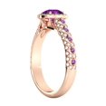 thumbnail image 6 of 2.50 ctw Amethyst Ring with Diamonds 14K Rose Gold Vintage Micro Pave Halo, 6 of 7