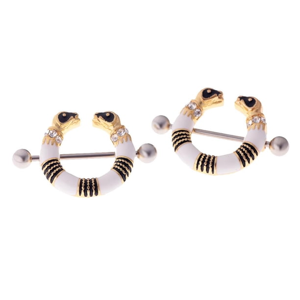 1 par de acero inoxidable increíble serpiente serpiente pezón barra perforación del cuerpo Estilo 7 Sunnimix Body Piercing Jewelry 14G