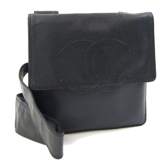 Pre-Owned Chanel Shoulder Bag with Coco Mark, Black Caviar Leather, Old Women's CHANEL
