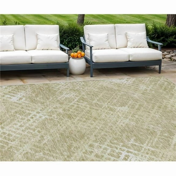 HomeRoots 588289 8 x 10 ft. Geometric Washable Indoor & Outdoor Rectangle Area Rug, Beige, Tan & Ivory