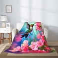 thumbnail image 4 of PHELIKA Flowers And Hummingbird 02 All Season Soft Throw Blanket Lightweight Flannel Fleece Blankets 60" x 80", 4 of 8