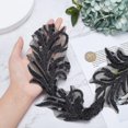 thumbnail image 3 of 1 yarda de ribete de encaje con cuentas, cinta de encaje con lentejuelas negras, apliques con forma de flecha, ribete de malla, 3 of 5