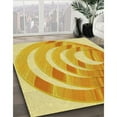thumbnail image 2 of Ahgly Company Indoor Round Patterned Bold Yellow Area Rugs, 3' Round, 2 of 6