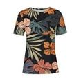thumbnail image 4 of Charella Women's Short Sleeve T Shirts Summer Floral Printed Crew Neck Casual Loose Tops Trendy Classic Tunic Blouses (3XL, Multicolor 13), 4 of 4