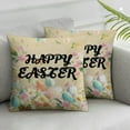 thumbnail image 3 of Happy Easter Rabbit Cherry Blossom Easter Eggs Throw Pillow Covers,Bless Our Nest Flowers Chickadee Brown Cushion Case Decoration for Sofa Couch, 3 of 8