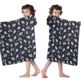 thumbnail image 4 of Blue Cartoon Unicorn Hippo Rainbow Moon Pattern Hooded Bath Towel，50"x30" for Ages 3 To 12 Kids, Quick Dry Lightweight Soft Microfiber Hood Beach Towel Cover Up for Kids, 4 of 7