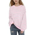 thumbnail image 1 of Boys Girls Sweatshirt,Casual Striped Printed Off Shoulder Round Neck Long Sleeved Daily Hooded,Off The Shoulder Tops, 1 of 7