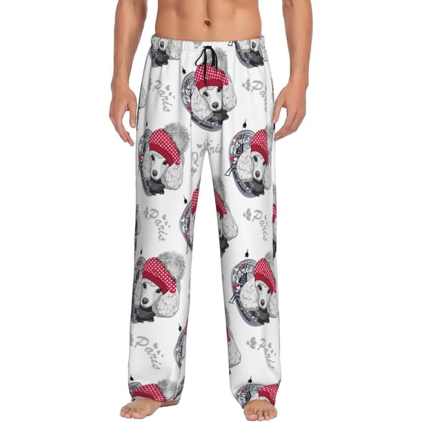 Fotbe Cute Poodle Dog Pantalones de Pijama para Hombre, Pantalones de Dormir, Pantalones de Casa con Cintura Ajustable y Bolsillos-XX-Large