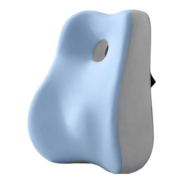 Cojín de silla con respaldo bajo, almohada de apoyo lumbar, cómodo, ergonómico, alto Azul