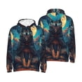 thumbnail image 4 of Zufioo Starry Sky Moon Wolf Leader Design Fleece Comfortable Hoodie for Mens,Sweatshirt for Men,Pullover Hooded Sweatshirt for Men -3X-Large, 4 of 5