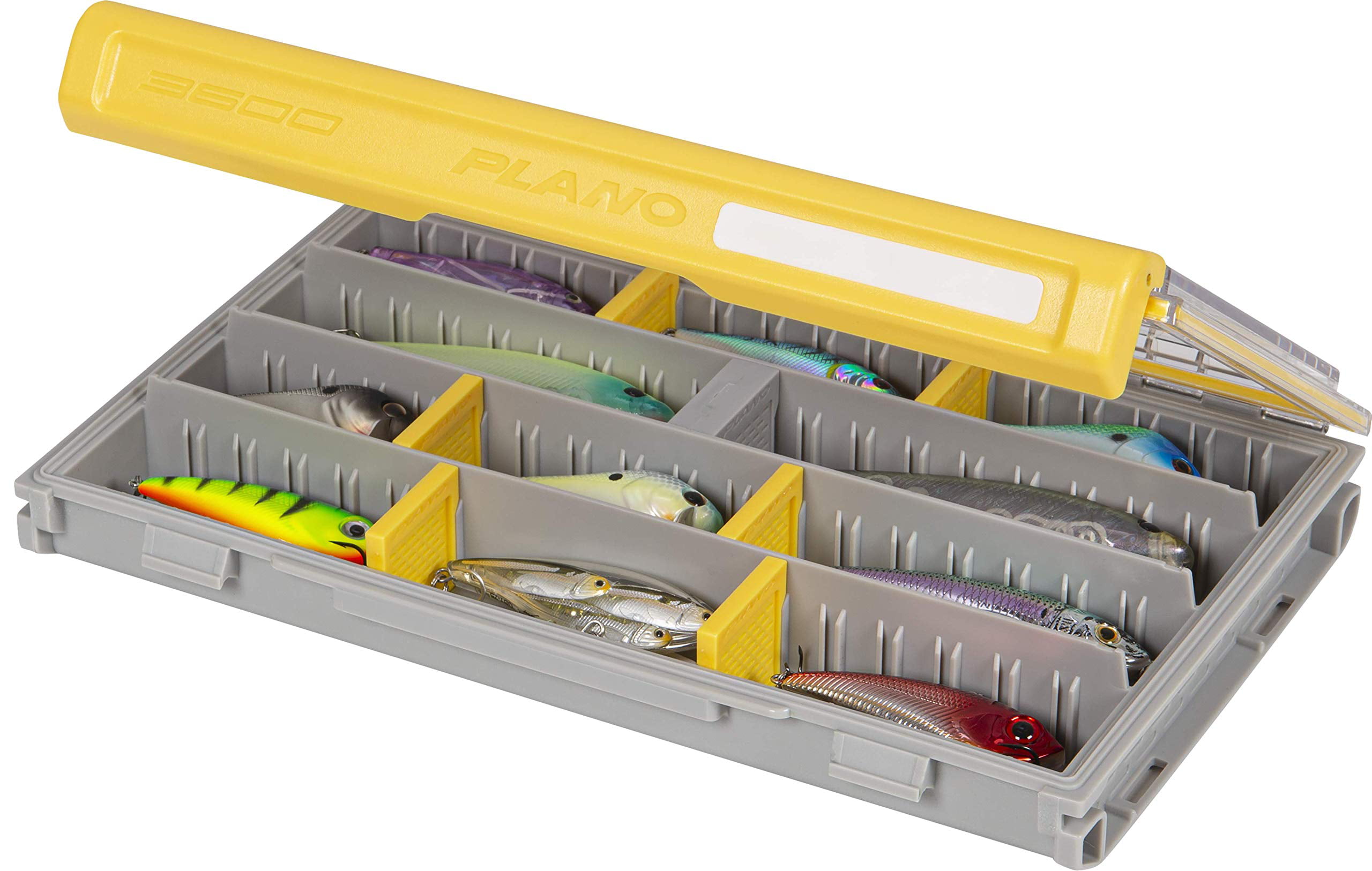 Plano Edge 3600 Premium Tackle Utility Box, Gray and Yellow with Clear Lid,  Rust-Resistant and Waterproof, Customizable Tackle Protection Organization