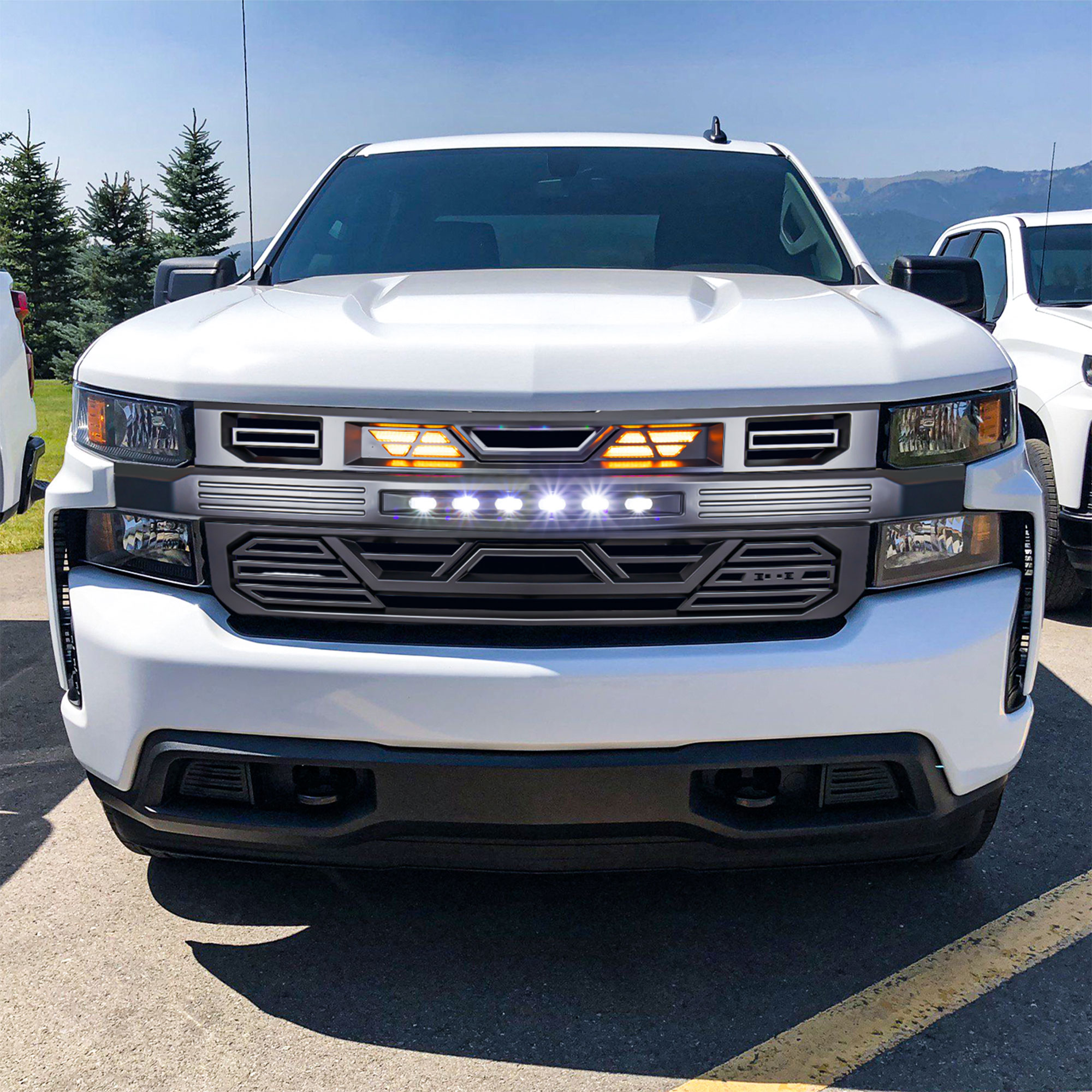 AMERICAN MODIFIED Grille w/LEDs for 19-21 Chevy Silverado 1500, Matte Black