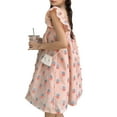 thumbnail image 2 of Vestido de mujer de una pieza con estampado bonito, ajuste informal, falda cómoda, mangas cortas para viajes de verano, 2 of 8