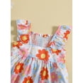 thumbnail image 4 of Wassery Infant Baby Kids Girls Dress 9M 12M 18M 24M 2T 3T 4T Toddler Girl Summer A-line Dress Fly Sleeve Square Neck Flower/Leaves Print Dress, 4 of 8