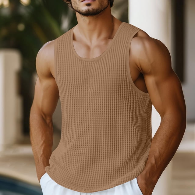 pstuiky Camisetas sin mangas para hombre, Camiseta de tirantes vintage de color liso para hombre, estilo casual, deportiva, transpirable, con cuello redondo Chaleco para hombre m