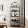 thumbnail image 6 of Jojoka Bookshelf 5 Tier Bookcase Arched Display Racks Tall Standing Bookshelves Metal Frame Open Storage Rack Shelf Large Black Book Shelf for Bedroom, Living Room, Home Office,Black, 6 of 7