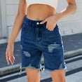 thumbnail image 2 of Youmylove Womens Jean Shorts Stretchy High Waisted 2025 Straight Leg Frayed Raw Hem Casual Denim Shorts Beach Vacation Ripped Jeans Shorts Stretchy Hot Short Pants, 2 of 7