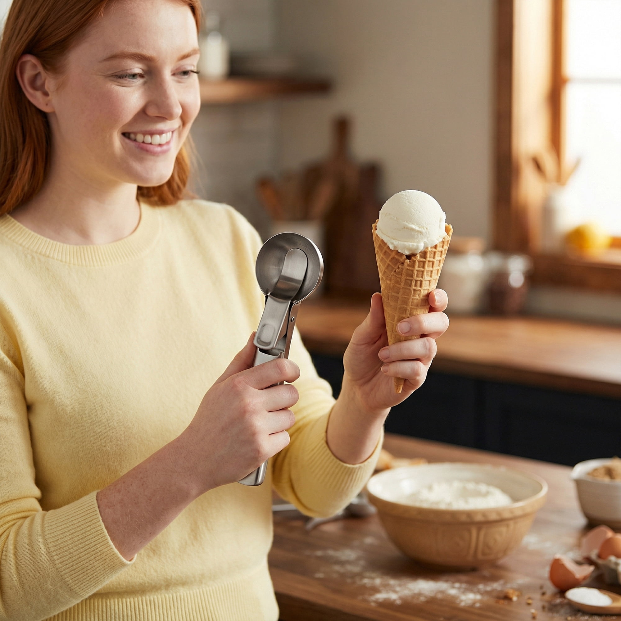 Unique Bargains Stainless Steel Ice Cream Scoop with Durable Handle Silver1 7.2in
