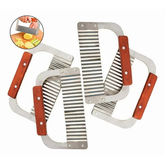 Ensemble de 4 Couteaux Ondulés pour Couper Pommes de Terre et Fruits Yv