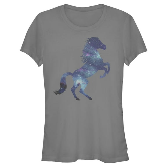 Junior's Lost Gods Galaxy Horse Silhouette Graphic Tee Charcoal Small