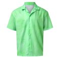 thumbnail image 4 of BOBOGOJP Robe Coupe-Muscle pour Homme Chemises à Manches Courtes Imprimé Durable Easy Care Bouton Down Shirt, Vert L, 4 of 5