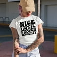 thumbnail image 2 of Nice Until Proven Naughty, Witty Personality Quote, Groovy Retro Wavy Text Merch Gift, Heather Grey T-Shirt, 3XL, 2 of 5