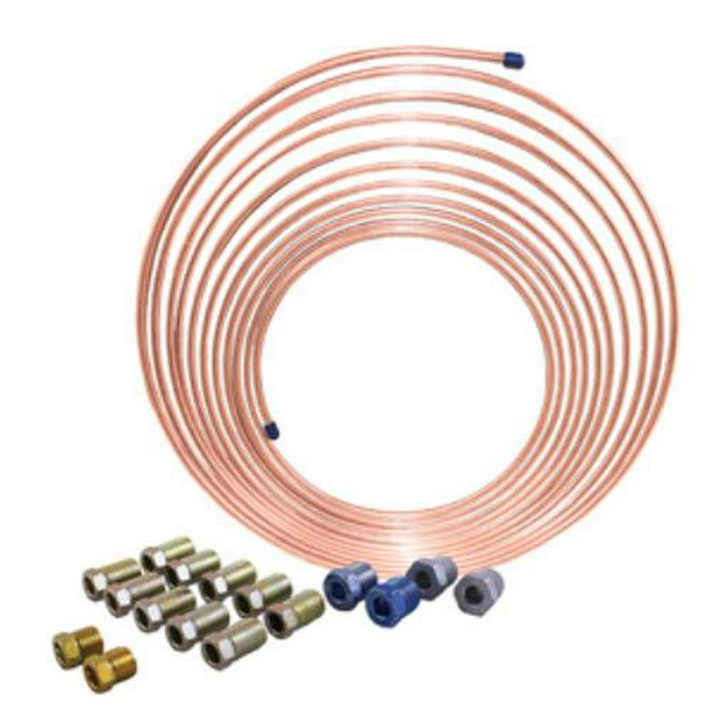 AGS CNC425K 1/4 X 25 Nickel Copper Brake Line Coil And Tube Nut Kit