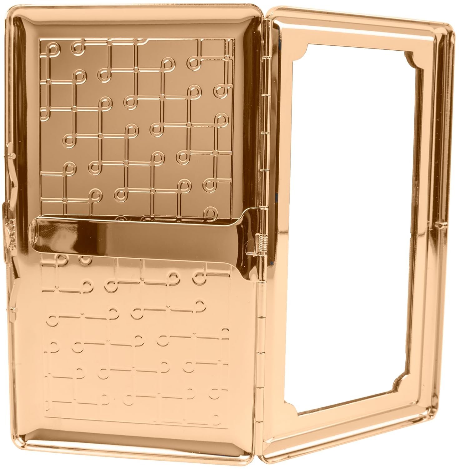 Set of 2 Metal-Plated 120s Compact Cigarette Case & Personal Mirror (Rose Gold Loops)