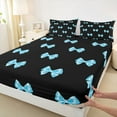 thumbnail image 3 of Castle Fairy Kawaii Blue Ribbon Bow Knot Full Size Sheets 4-Piece for Kids Children,Cute Bowtie Breathable Bed Sheets,Dreamy Princess Lightweight Sheet Sets,Microfiber Bedroom Decor, 3 of 7