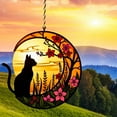 thumbnail image 2 of BNNG Black Cat Decor On White Moon Stained Glass Window Hanging Suncatcher for Windows Panels Sun Catcher Halloween Ornament Decoration Memorial Gift for Lover Cat, 6 inches, 2 of 8