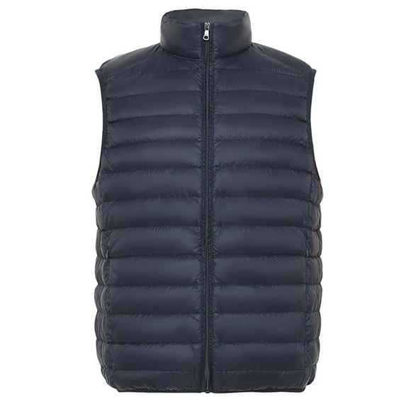 Wenseny Mens Stand-Up Collar Padded Duck Down Puffer Vest Lightweight Sleeveless Coat DARK BLUE M