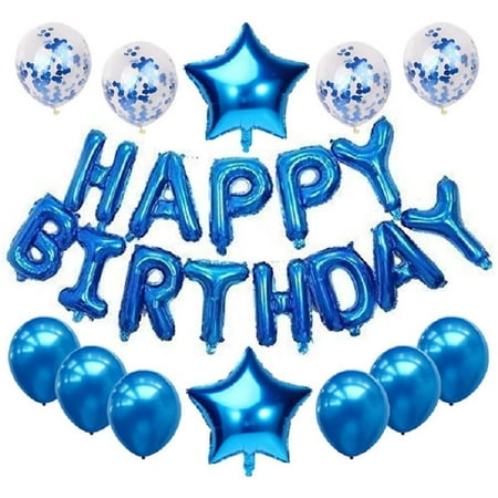 Happy Birthday Balloon, Happy Birthday Banner, with 2Pcs Foil