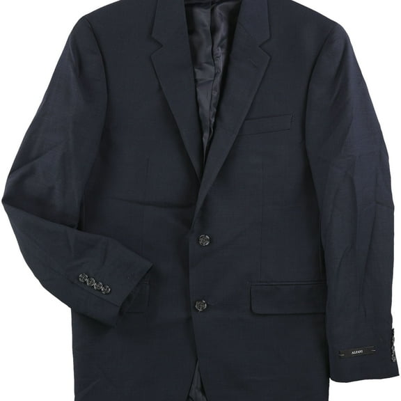 Alfani Mens Sharkskin Two Button Blazer Jacket, Blue, 38 Regular