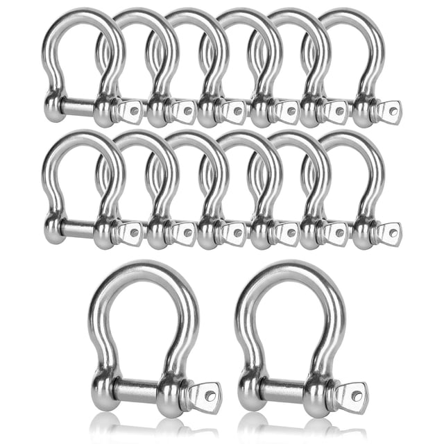 14PCS Bow Shackle 5/16 Inch, Heavy Duty Stainless Steel Shackle M8 Screw Pin Shackle Anchor Shackle for Anchor, Towing, Off Load Recovering