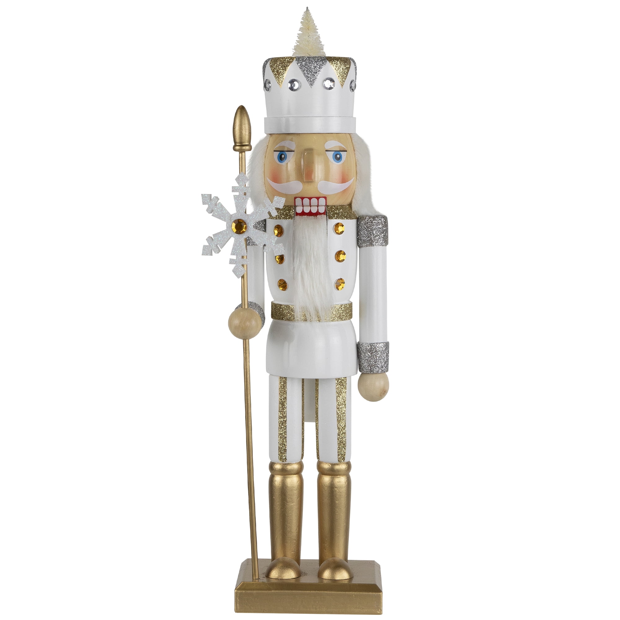 Northlight Glittered Nutcracker with Snowflake Scepter Christmas Figure - 15" - White