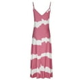 thumbnail image 5 of Usmixi Summer Dresses for Women Sleeveless V-Neck Striped Print Long Sun Dress Beach Vacation Spaghetti Strap Plus Size Long Dresses Pink XXXL Up to 65% off, 5 of 7