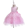 thumbnail image 4 of NAISIBABY Girls Princess Dress, Floral Bow Sequin Mesh Sleeveless Wedding Birthday Party Dress Pink 3T, 4 of 9