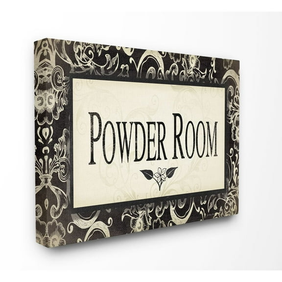 Stupell IndustriesPowder Room Black and Beige Bathroom Canvas Wall Art by Jo Moulton